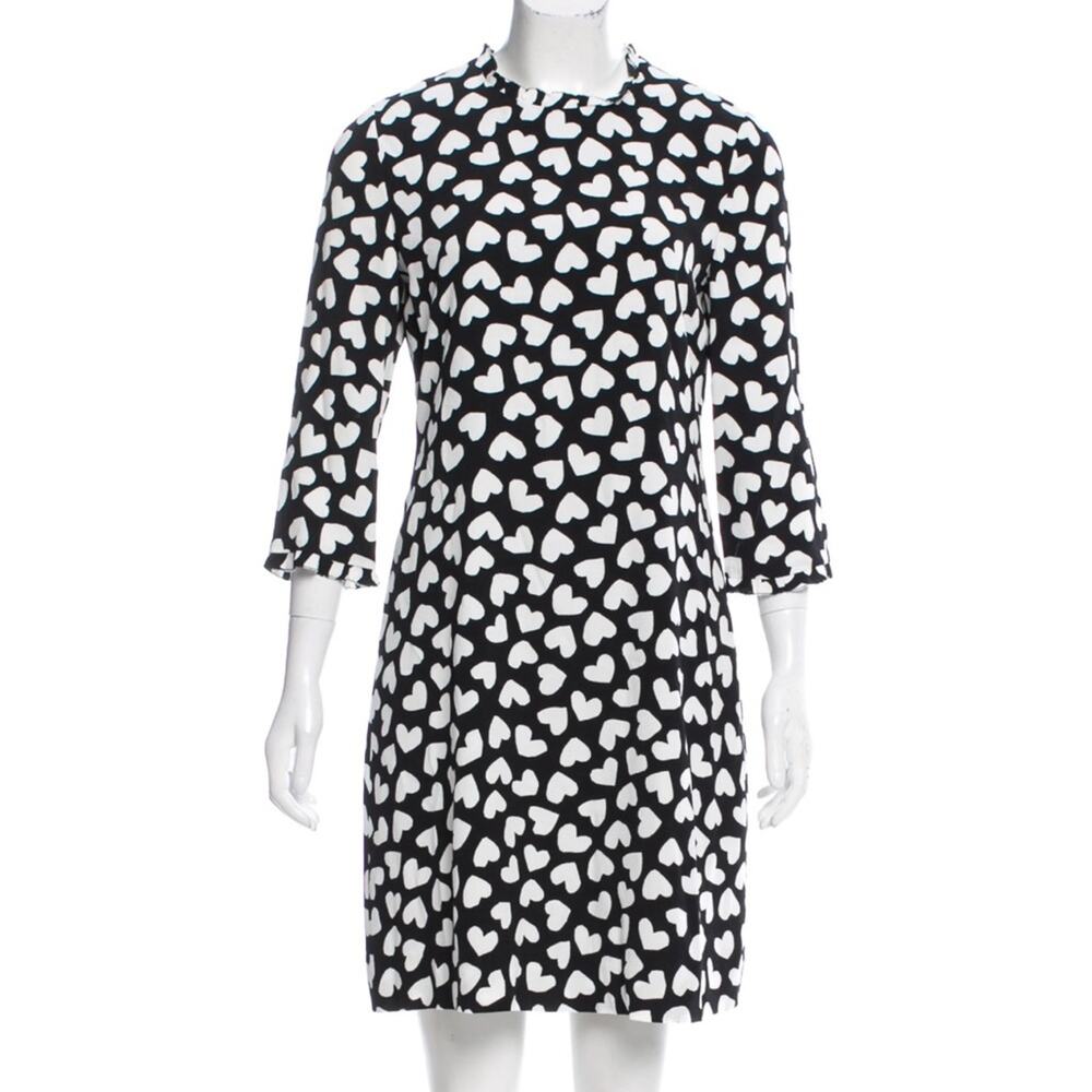 Kate Spade Black and White Heart Mini Shift Dress